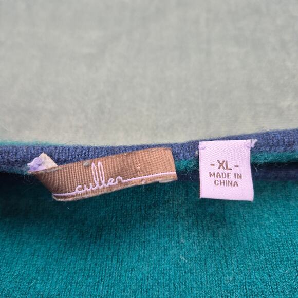 Cullen Women's Colorblock Turquoise & Blue Cashmere Sweater Size L - Picture 3 of 6